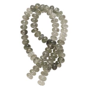 Tourmalinated quartz 1pkg1, hand-cut micro-faceted rondelle bead natural 14 inch 7x5mm-9x6mm