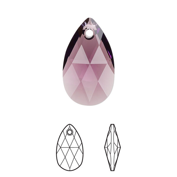 Drop 1pk amethyst, Crystal Passions® 22x13mm pendant pear 6106 image number 0