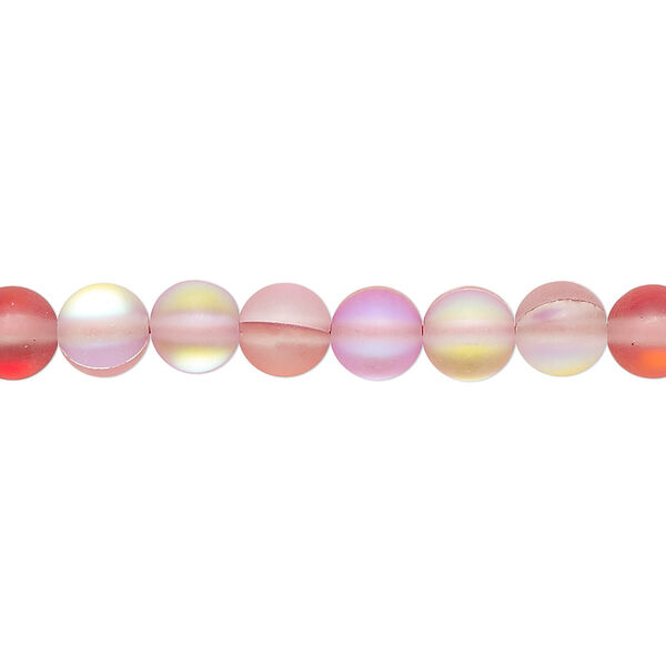 Bead, iridescent glass, translucent matte red, 6mm round. Sold per 15-1/2" to 16" strand. image number 0