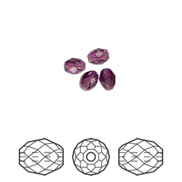 Bead 4pk amethyst, Crystal Passions® 5x4mm olive briolette 5044 image number 0