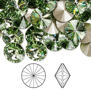 Chaton 48pk peridot foil back, Crystal Passions® 10.54-10.91mm rivoli SS47 1122