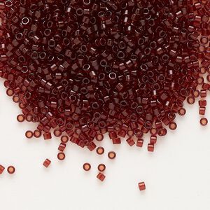 Seed bead, Delica®, glass, pkg/250g, #11 round, transparent dark cranberry (DB-1102).