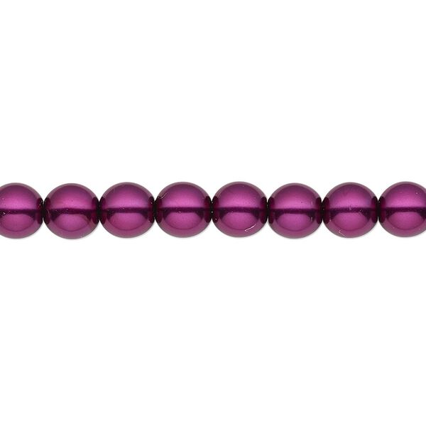 Bead, Czech pearl-coated glass druk, opaque deep magenta, 6mm round. Sold per 15-1/2" to 16" strand. image number 0