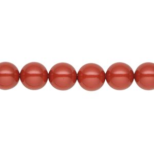 Pearl 50pk dark coral pearl, Crystal Passions® 8mm round 5810