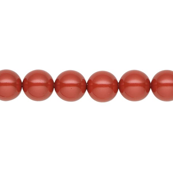 Pearl 50pk dark coral pearl, Crystal Passions® 8mm round 5810 image number 0