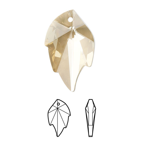 Drop 30pk crystal golden shadow, Swarovski® 26x16mm pendant leaf 6735 image number 0