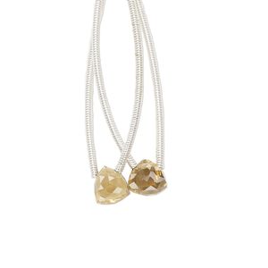 Champagne quartz 1pkg2, hand-cut top-drilled faceted trillion bead 6x6mm