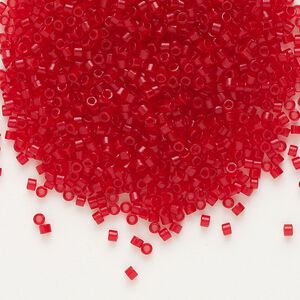 Seed bead, Delica®, glass, pkg/250g, #11 round, translucent matte red red (DB-0774).