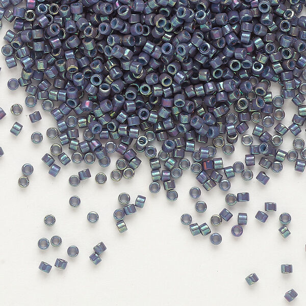 Seed bead, Delica®, glass, pkg/250g, #11 round, opaque gold luster blue-grey (DB-0132). image number 0