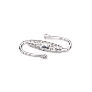 Clasp S-hook 1pkg10 silver-plated, 25x15.5mm, brass 1-strand