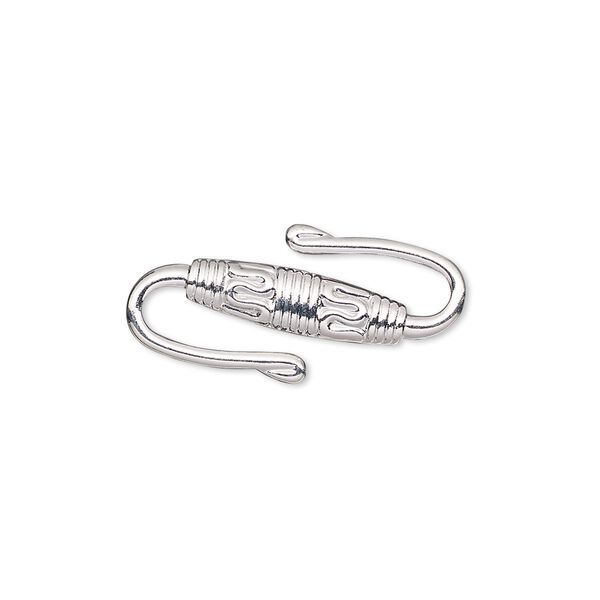 Clasp S-hook 1pkg10 silver-plated, 25x15.5mm, brass 1-strand image number 0