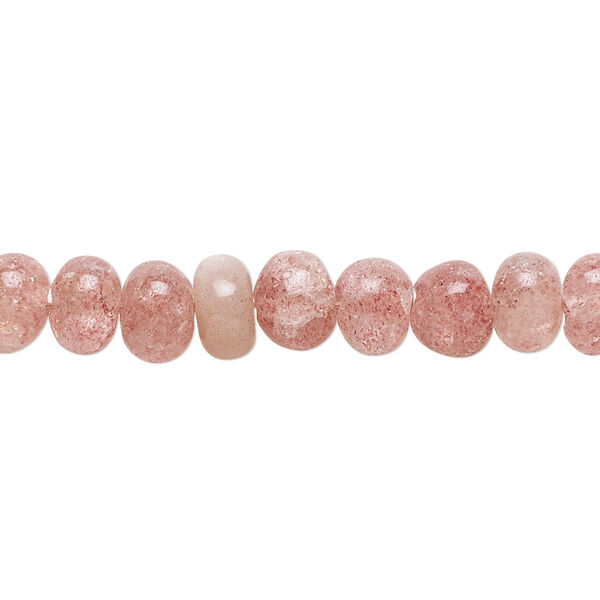 Bead, strawberry quartz (natural), 7x5mm-8x6mm hand-cut rondelle, B grade, Mohs hardness 7. Sold per 14-inch strand, approximately 60 beads. image number 0