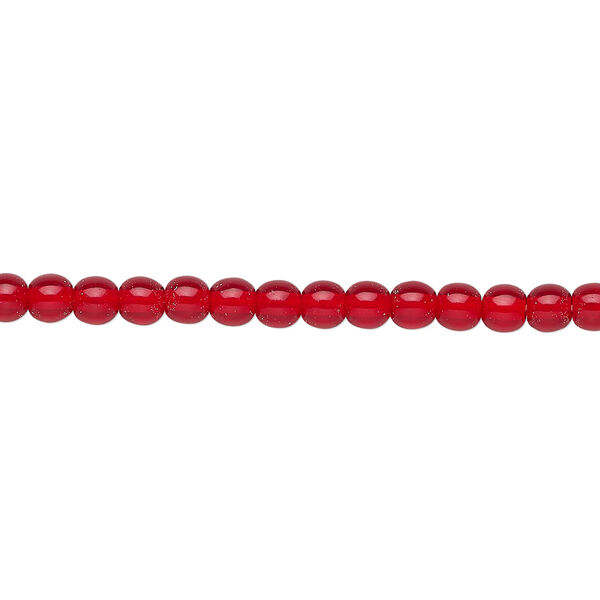 Bead, Czech glass druk, transparent ruby red, 4mm round. Sold per 15-1/2" to 16" strand. image number 0