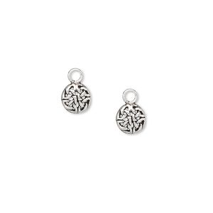 Drop, antiqued sterling silver, 6mm filigree round. Sold per pkg of 2.