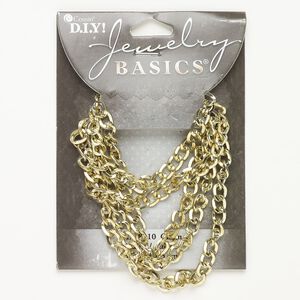 Chain steel 1pk 5.5mm curb, gold finish 32 inch