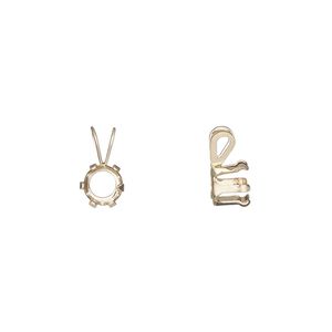 Pendant, Snap-Tite®, 14Kt gold, 6-7mm 6-prong round setting. Sold individually.