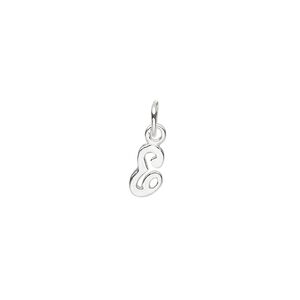 Charm, sterling silver, 8x4mm Champagne cursive alphabet letter "E." Sold individually.
