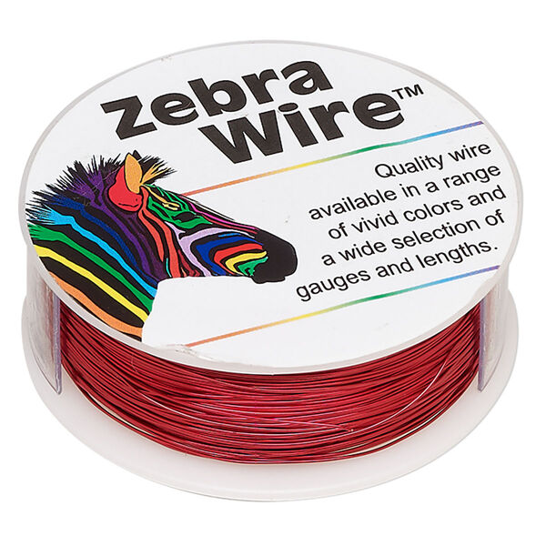 Wire, Zebra Wire™, color-coated copper, red, round, 28 gauge. Sold per 1/4 pound spool, approximately 164 yards. image number 0