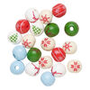 Bead mix, Korean boxwood, mixed colors, 10mm round with holiday designs. Sold per pkg of 20. image number 1