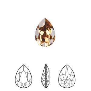 Fancy stone 1pkg144 light smoked topaz foil back, Swarovski® ReCreated™, 14x10mm pear 4320