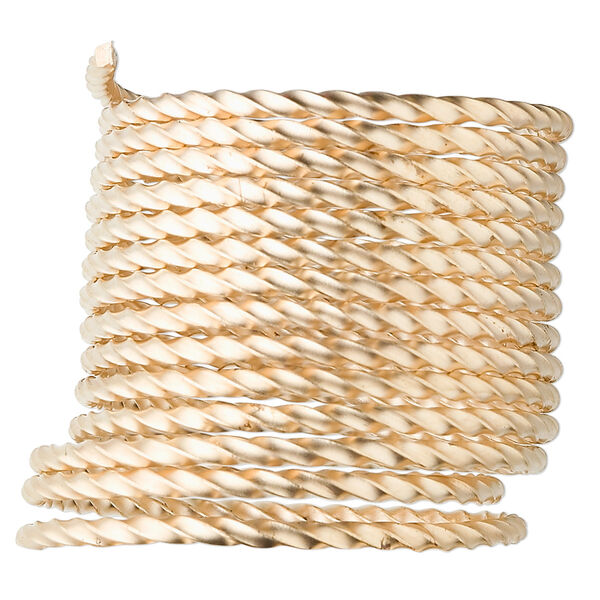 Wire, 12Kt gold-filled, half-hard, twisted square, 18 gauge. Sold per pkg of 5 feet. image number 0