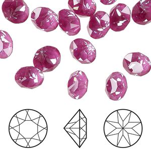 Chaton 6pk crystal orchid ignite LacquerPRO, Crystal Passions® 8.16-8.41mm round SS39 1088