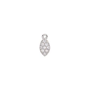 Drop, cubic zirconia and rhodium-plated sterling silver, clear, 9x5mm single-sided flat diamond. Sold individually.