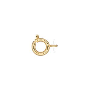 Springring 1pkg100, 9mm, gold-finished brass clasp 1-strand