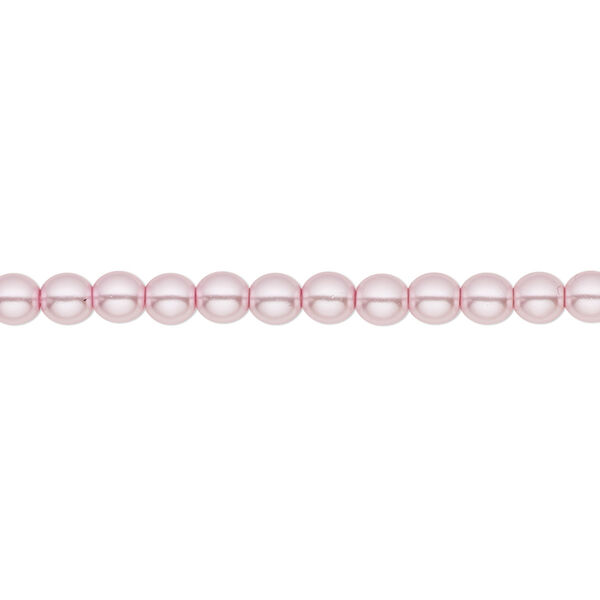 Bead, Czech pearl-coated glass druk, opaque light pink, 4mm round. Sold per 15-1/2" to 16" strand. image number 0