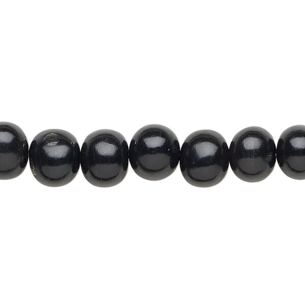 Bead, horn (dyed / waxed), black, 8mm hand-cut round. Sold per 15-1/2" to 16" strand. image number 0
