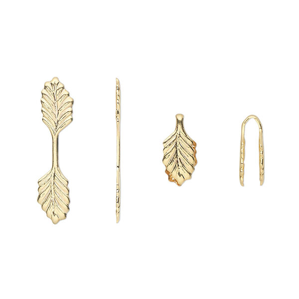 Bail, fold-over, gold-plated brass, 22x5mm double leaf with 11mm grip length. Sold per pkg of 100. image number 0