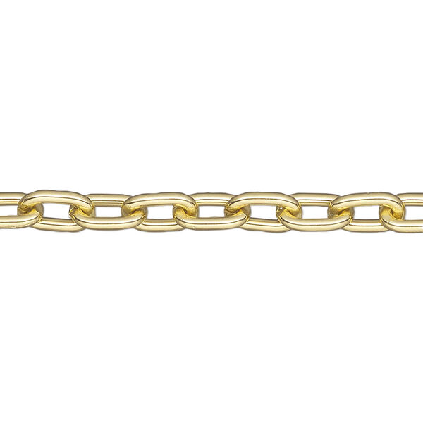 Chain, anodized aluminum, gold, 5mm oval cable. Sold per pkg of 25 feet. image number 0