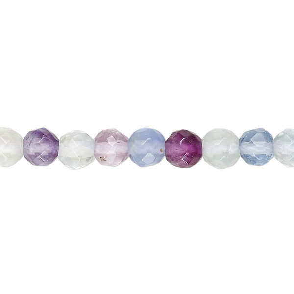 Bead, rainbow fluorite (natural), 6mm faceted round, A grade, Mohs hardness 4. Sold per 15-1/2" to 16" strand. image number 0