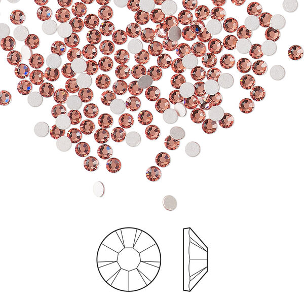 Flat back 144pk rose peach foil back, Preciosa MAXIMA Czech crystal rhinestone 2.1-2.3mm chaton rose round SS7 image number 0