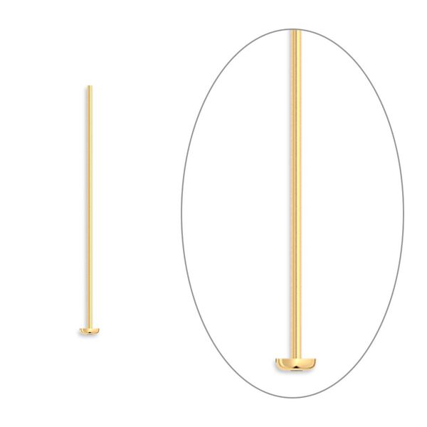 Head pin, gold-plated brass, 1 inch, 24 gauge. Sold per pkg of 100. image number 0