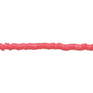 Bead, polymer clay, opaque red, 3x1mm heishi. Sold per pkg of (2) 15-1/2" to 16" strands.