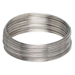 Memory wire, imitation rhodium-plated high carbon steel, 2-1/4 inch bracelet, 0.7mm thick. Sold per 1-ounce pkg, approximately 46 loops.