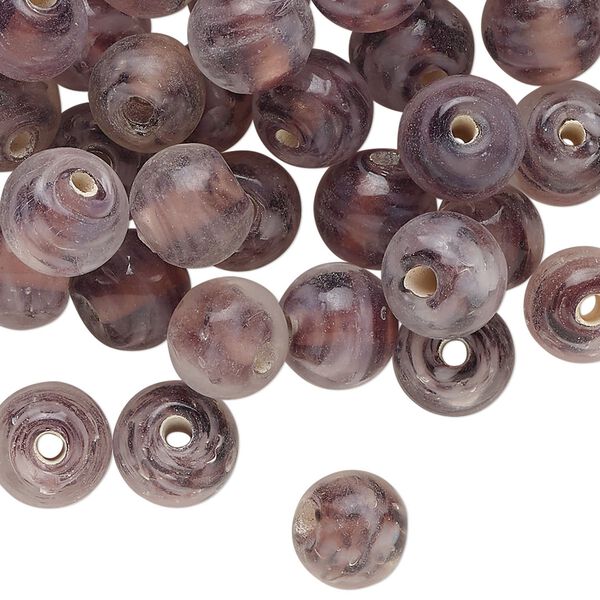 Bead, lampworked glass, translucent purple, 8mm round. Sold per 2-ounce pkg, approximately 70 beads. image number 0