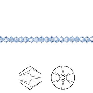 Bead 48pk light sapphire, Crystal Passions® 3mm bicone 5328