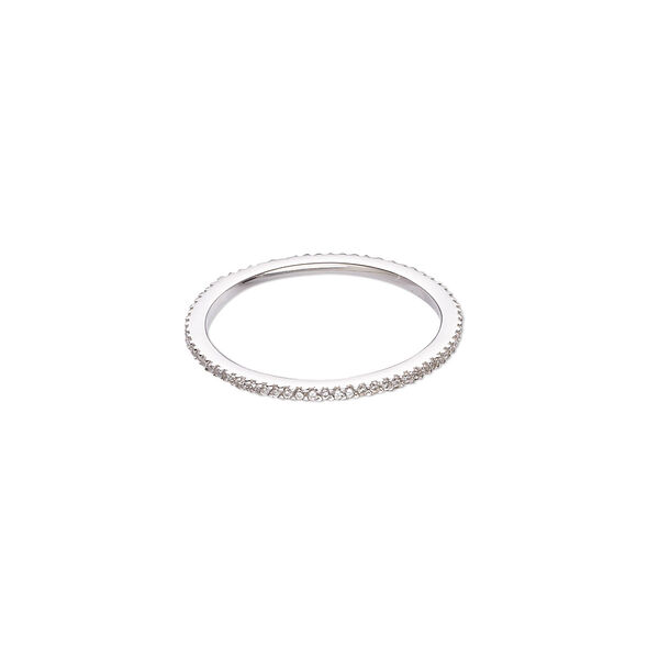 Ring, sterling silver and cubic zirconia, clear, 1.5mm wide, size 9. Sold individually. image number 0