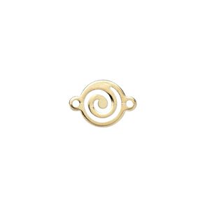 Link, gold-plated brass, 10mm round swirl. Sold per pkg of 20.