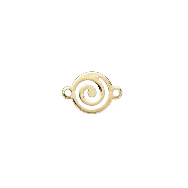 Link, gold-plated brass, 10mm round swirl. Sold per pkg of 20. image number 0