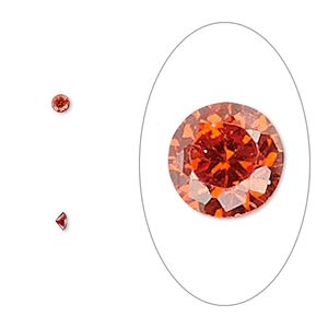 Gem, cubic zirconia, ruby red, 2.5mm faceted round, Mohs hardness 8-1/2. Sold per pkg of 10.