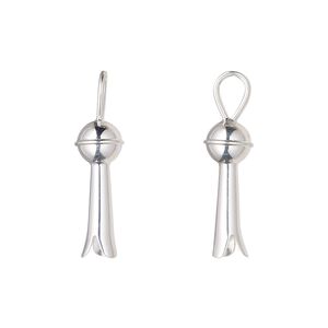 Charm, sterling silver, 18.5x6.5mm squash blossom. Sold individually.