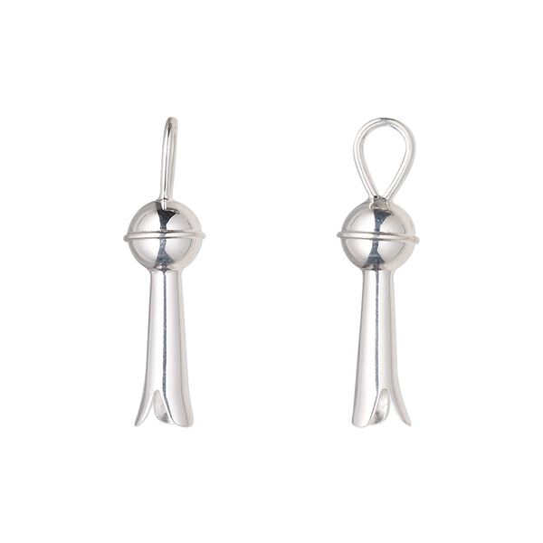 Charm, sterling silver, 18.5x6.5mm squash blossom. Sold individually. image number 0