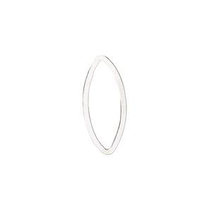 Drop, sterling silver, 20x10mm flat oval with no loops. Sold per pkg 10.