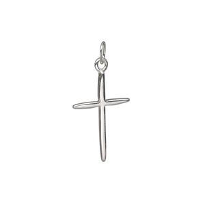 Drop, sterling silver, 18x13mm smooth cross. Sold individually.