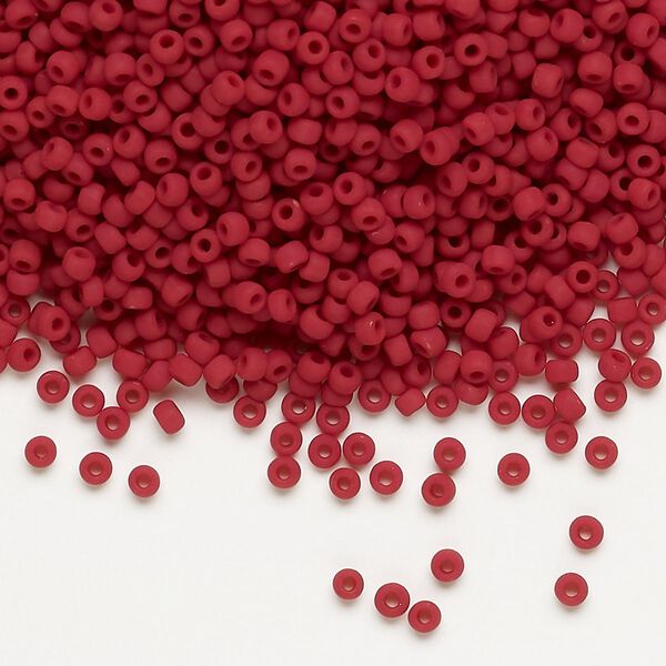 Seed bead, Dyna-Mites™, glass, pkg/40g, #11 round, opaque matte brick red, (736MA 11/0 RR). image number 0