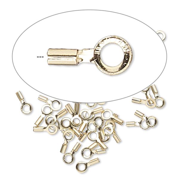 Crimp end, 14Kt gold-filled, 3x1mm tube with loop, 0.4mm inside diameter. Sold per pkg of 10. image number 0