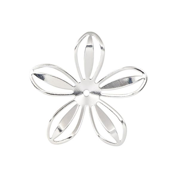 Component, silver-finished brass, 28.5x27mm flower. Sold per pkg of 4. image number 0